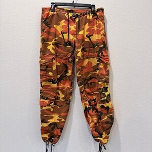 Rothco Orange Camo Cargo Pants S | Y2K Streetwear Gorpcore Utility Grunge Skater